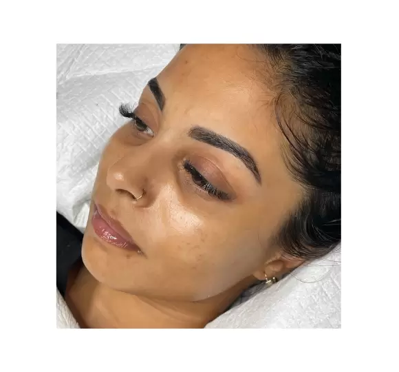 Glowing facial bright hydrated radiant skin