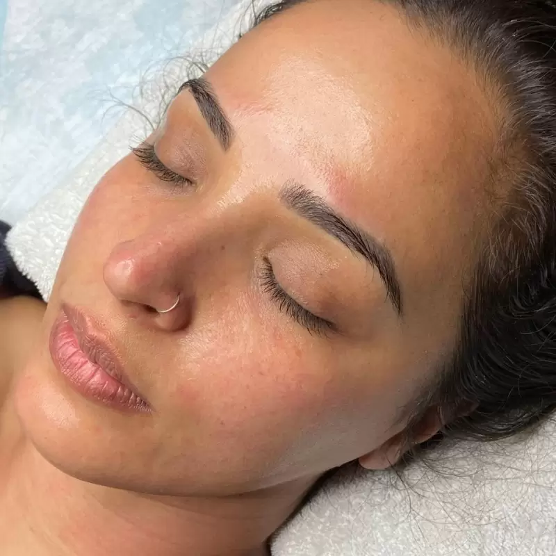 Permanent eyebrow microblading natural shaped brows
