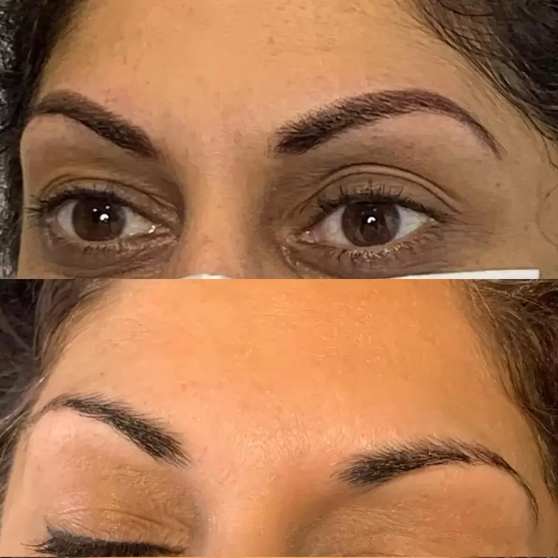 Permanent eyebrow microblading natural shaped brows