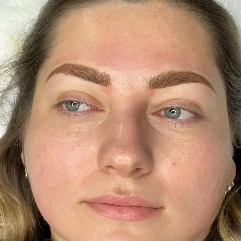 Permanent eyebrow microblading natural shaped brows