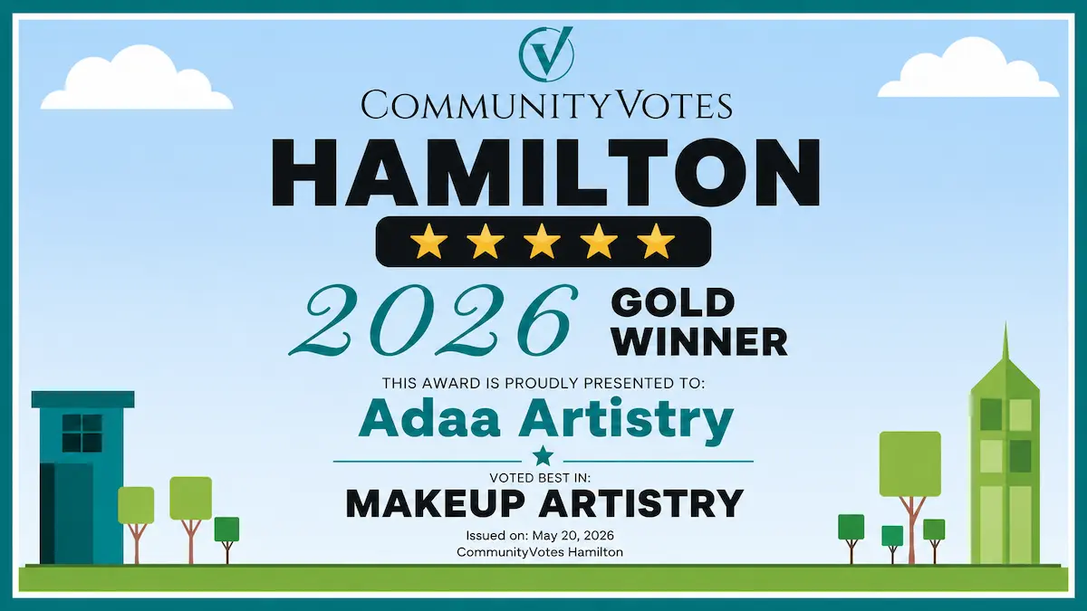 Adaa Artistry CommunityVotes Hamilton 2026 Gold Winner award for Makeup Artistry